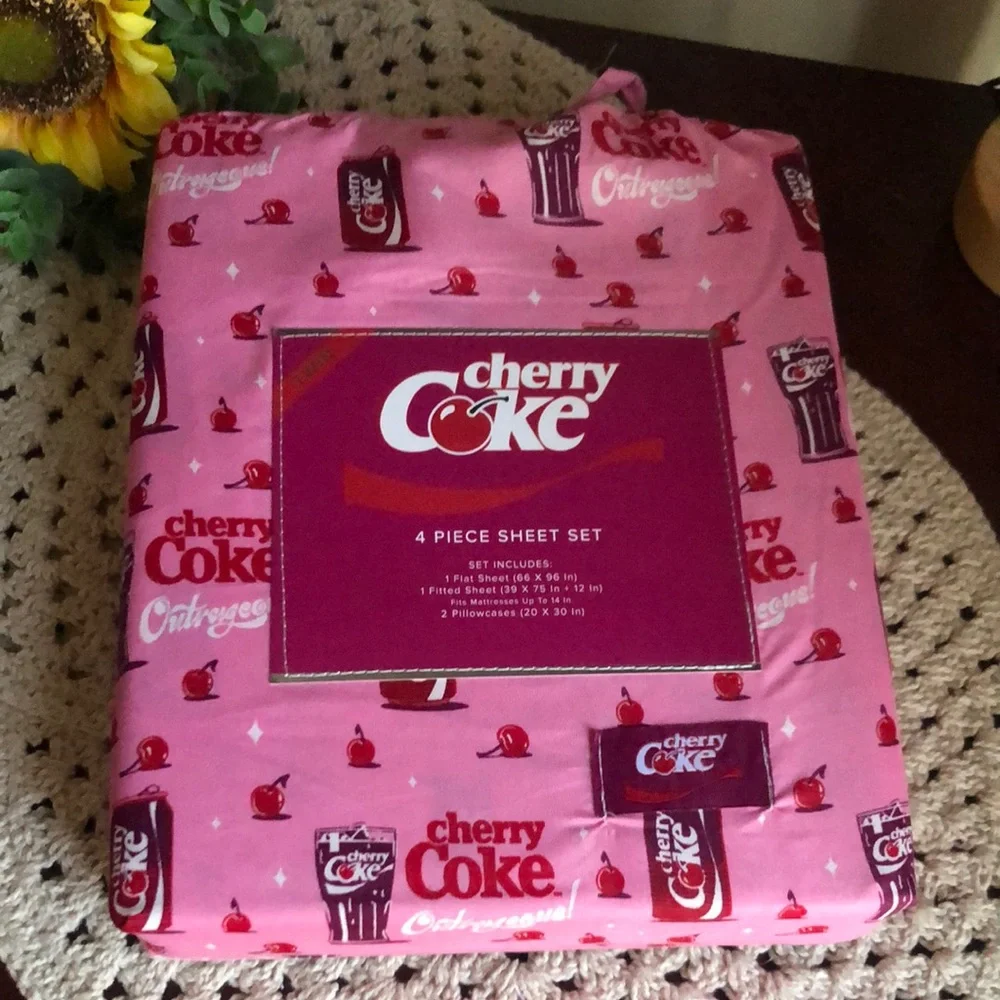Cherry Coke Pink 4-Piece TWIN Sheet Set